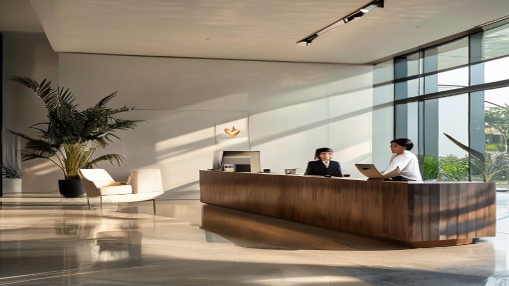 Axsel office workspace - modern minimalist interior with warm natural light